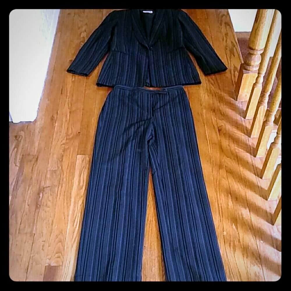 Navy pinstripe Kasper Suit